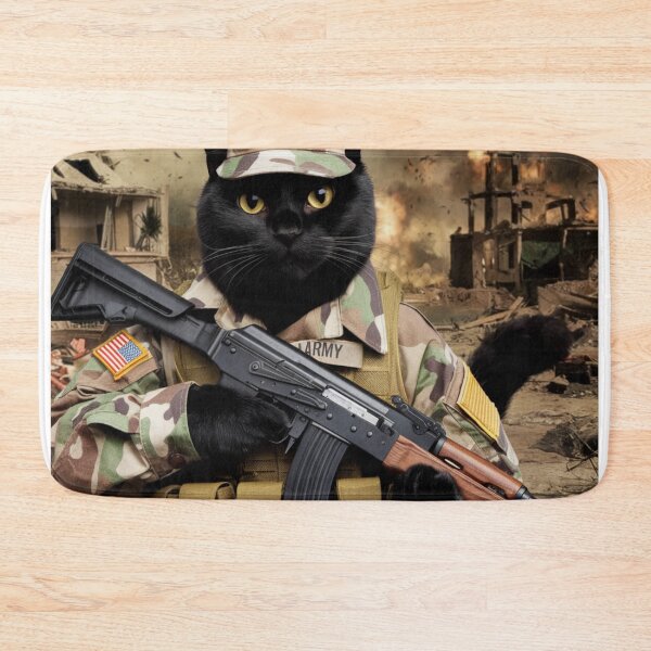 Item preview, "AMERICAN SOLDIER CAT". BLACK CAT WITH AK 47  designed and sold by Obinne.