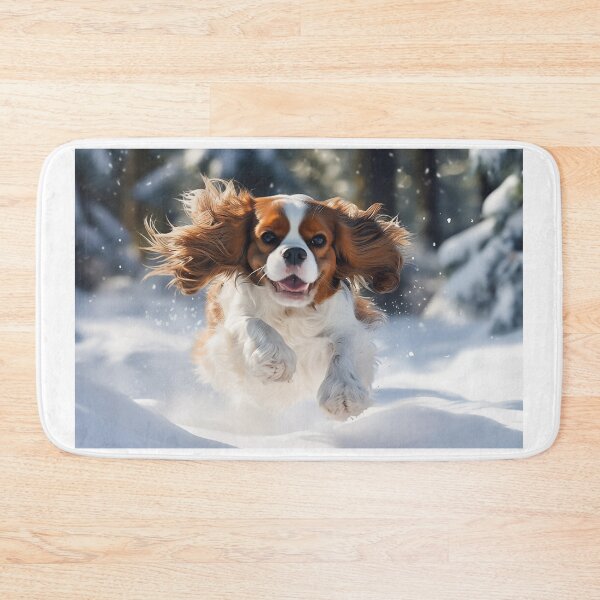 Item preview, Cavalier King Charles Spaniel Running in Snow designed and sold by PetsArt.