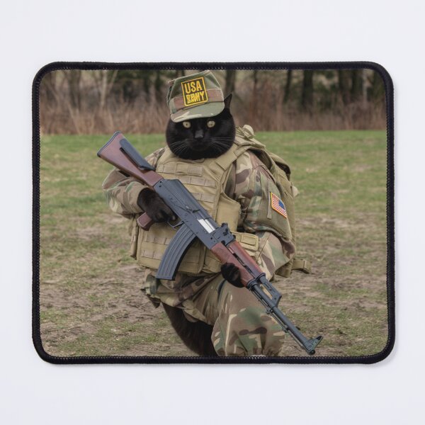 Item preview, "AMERICAN SOLDIER CAT". BLACK CAT WITH AK 47 .CAT SOLDIER designed and sold by Obinne.