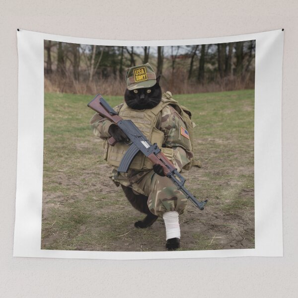 Item preview,  "AMERICAN SOLDIER CAT". BLACK CAT WITH AK 47 .CAT SOLDIER  designed and sold by Obinne.