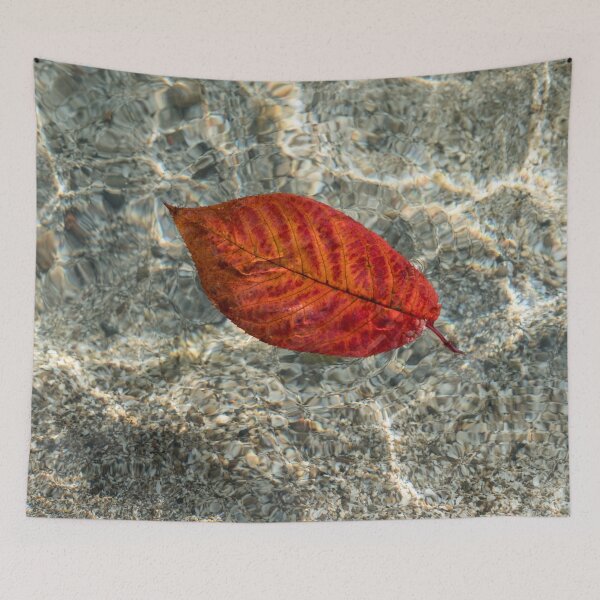 Item preview, Autumnal Bijou - Floating Cherry Leaf in Brilliant Vermilion designed and sold by Georgia Mizuleva.