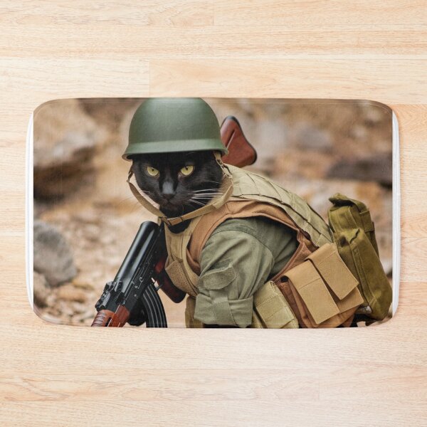 Item preview, "ARMED KITTEN ". BLACK CAT WITH AK 47. CAT SOLDIER  designed and sold by Obinne.