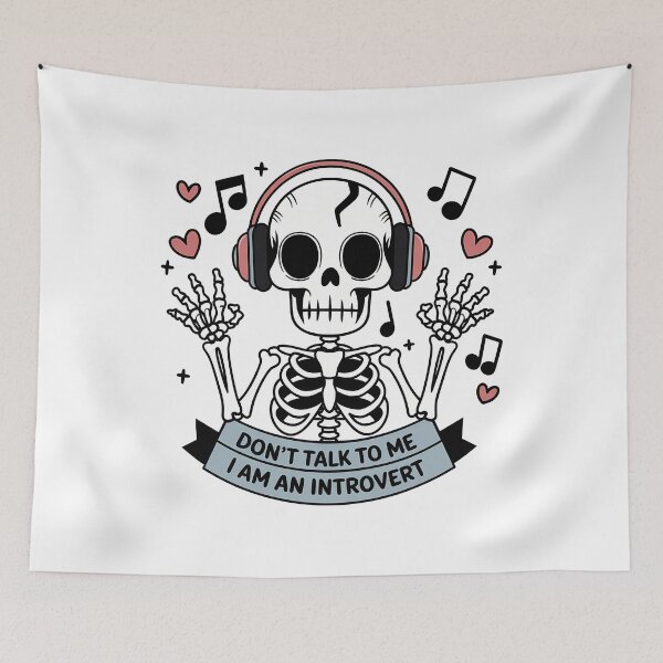 Item preview, Music Lover Skeleton - Don’t Talk To Me I’m An Introvert  designed and sold by Belhbib Art ⭐⭐⭐⭐⭐.