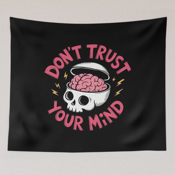 Item preview, Mindful Skull Brain - Don't Trust Your Mind Skeleton designed and sold by Belhbib Art ⭐⭐⭐⭐⭐.