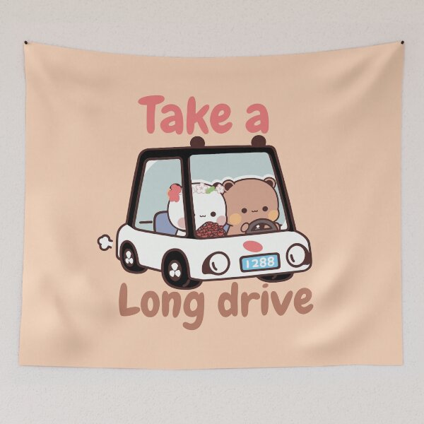 Item preview, Bubu & Dudu Long Drive | Adorable Couple Road Trip Art | Kawaii Love Illustration | Cute Anniversary or Engagement Gift designed and sold by FEBRICAST.