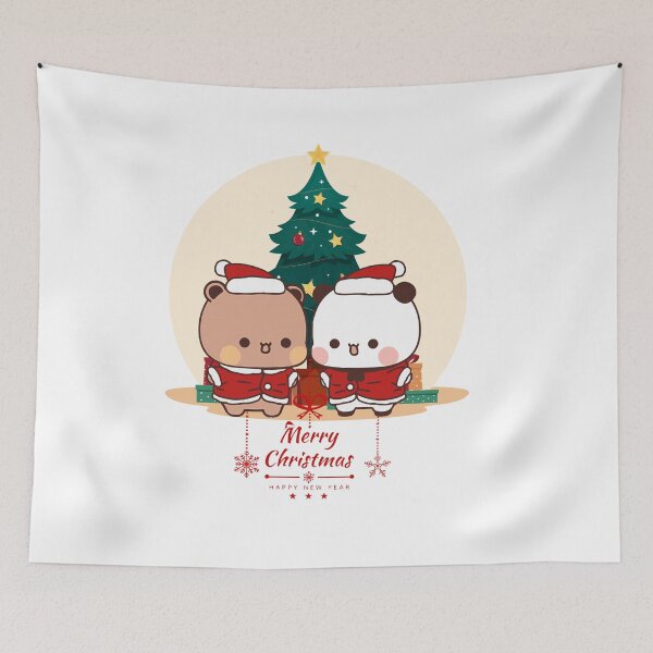 Item preview, Merry Christmas & Happy New Year with Bubu & Dudu | Cute Holiday Art Print | Kawaii Christmas Decor designed and sold by FEBRICAST.