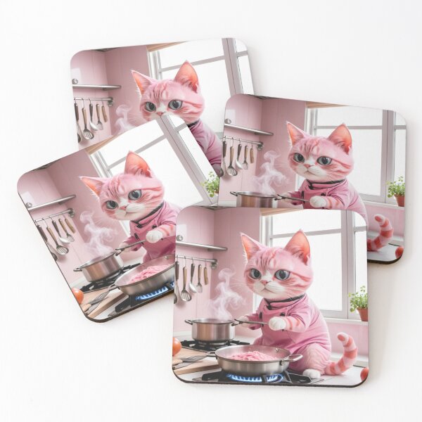 Item preview, Pink cat cooking designed and sold by nicnacc.