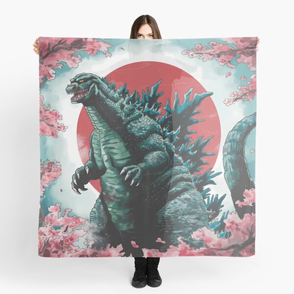 Aperçu de l'œuvre Godzilla dans les fleurs de Sakura avec le soleil japonais créée et vendue par BombShop36.