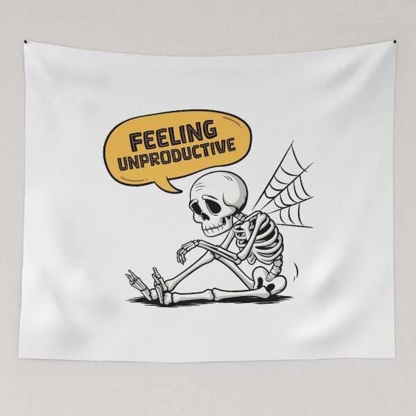 Item preview, Chill Skeleton Hammock Moon Design - Feeling Unproductive  designed and sold by Belhbib Art ⭐⭐⭐⭐⭐.