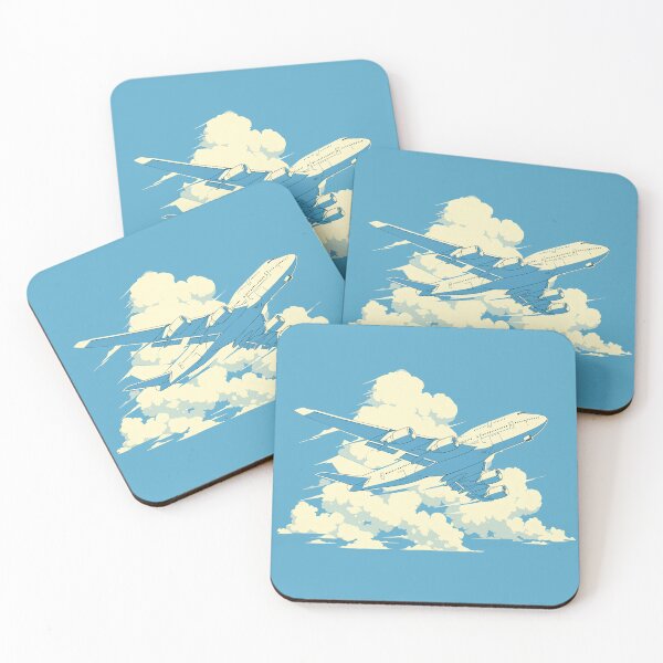 Item preview, Minimalist Airplane Above Stylized Clouds Illustration designed and sold by Windy-market.