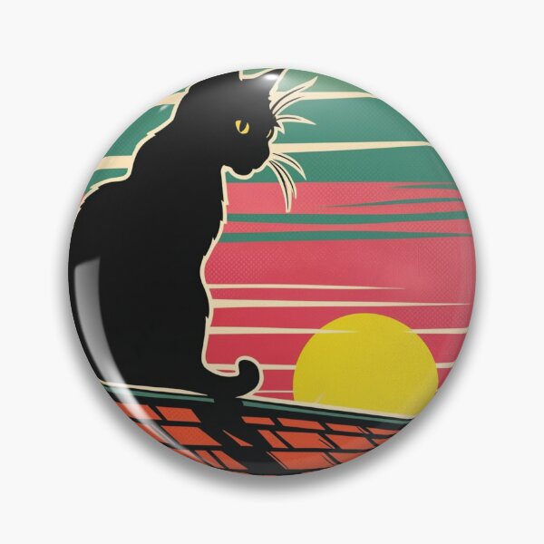 Artikelvorschau, Sonnenuntergang Katze Silhouette – Retro Pet Art entworfen und verkauft von FurRealArt.