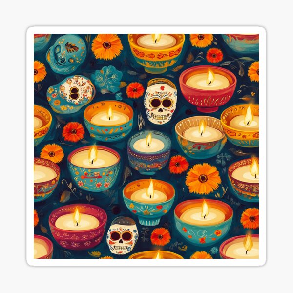 Item preview, Día de los Muertos candles designed and sold by MidArtForge.