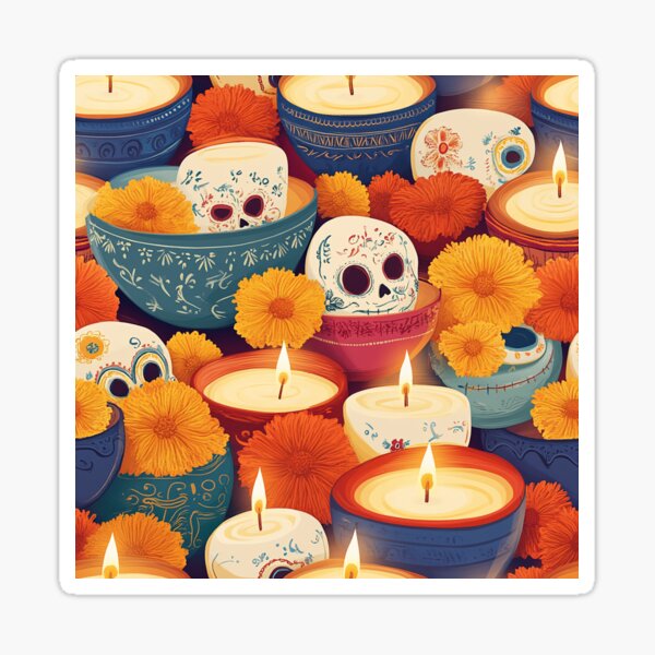 Item preview, Día de los Muertos candles designed and sold by MidArtForge.