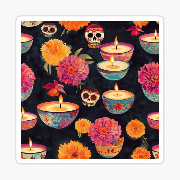 Item preview, Día de los Muertos candles designed and sold by MidArtForge.