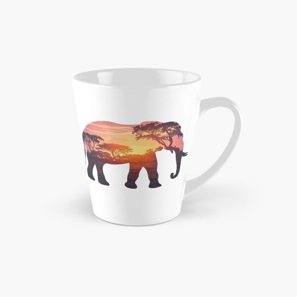 Artikelvorschau, Doppelbelichtung Elefantensilhouette Design – Savanne Sonnenuntergang Szene entworfen und verkauft von tarzbol.