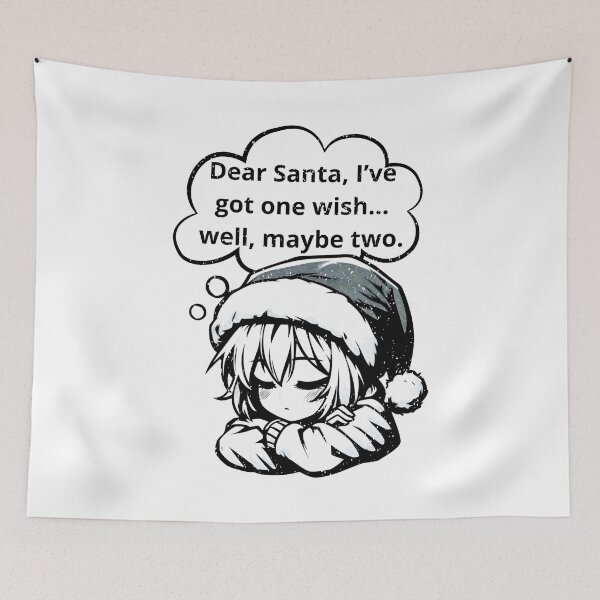 Item preview, Dear Santa, I've got one wish... well, maybe two. Dreamy Anime Character in Santa Hat designed and sold by SplashTastic.