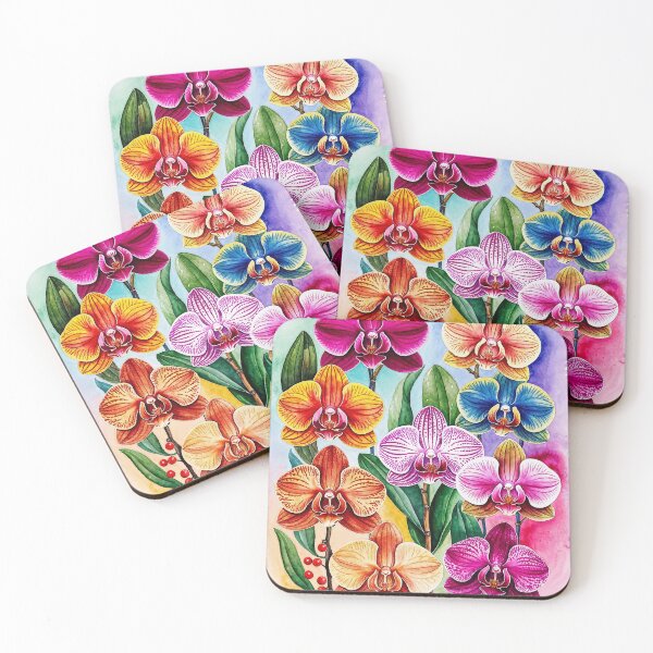 Artikelvorschau, Bunte Orchideen in Aquarell entworfen und verkauft von Neranchara.
