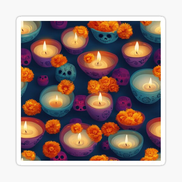 Item preview, Día de los Muertos candles designed and sold by MidArtForge.