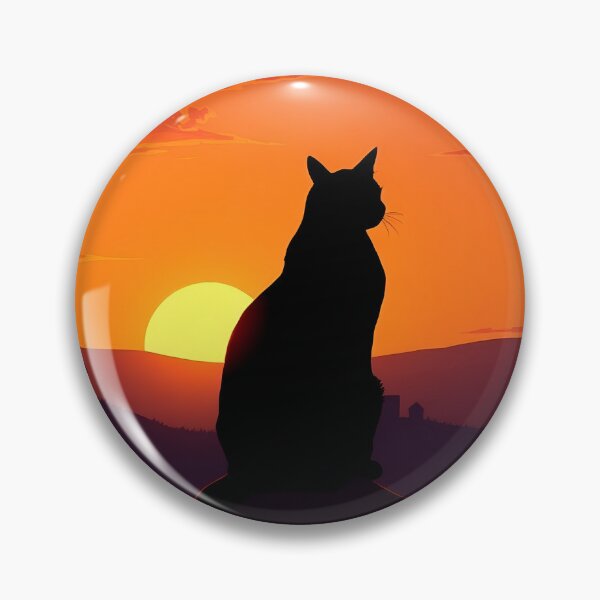 Item preview, High-Rooftop Cat – Retro Sunset Silhouette designed and sold by FurRealArt.