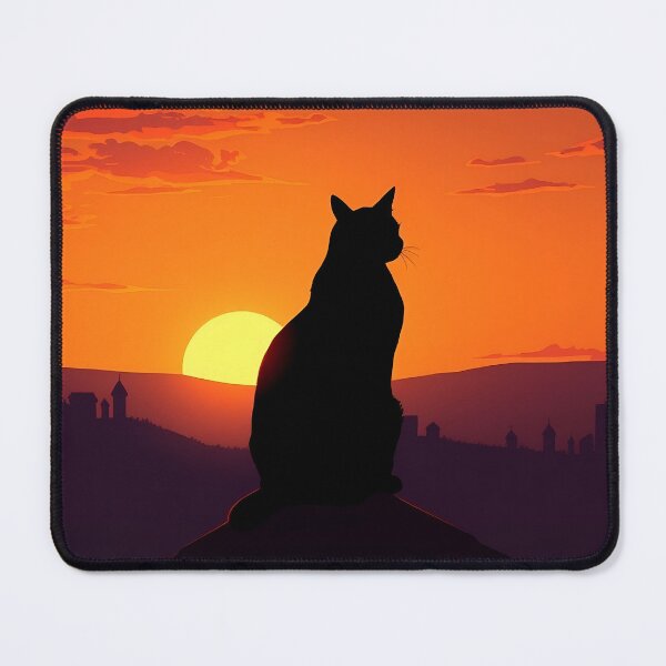Item preview, High-Rooftop Cat – Retro Sunset Silhouette designed and sold by FurRealArt.