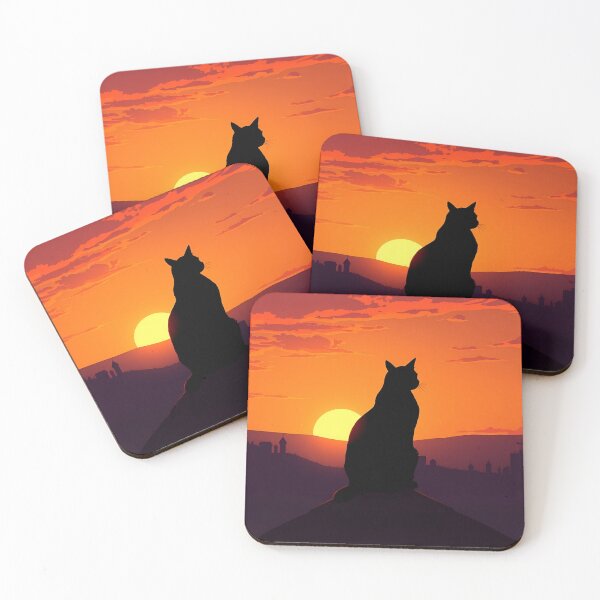 Item preview, High-Rooftop Cat – Retro Sunset Silhouette designed and sold by FurRealArt.