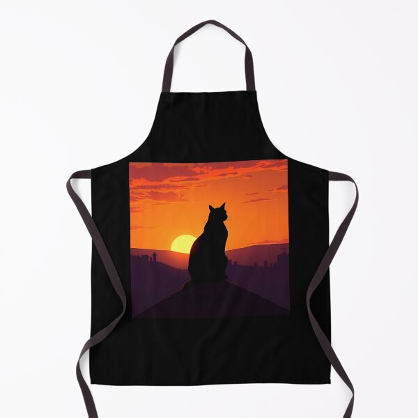 Item preview, High-Rooftop Cat – Retro Sunset Silhouette designed and sold by FurRealArt.