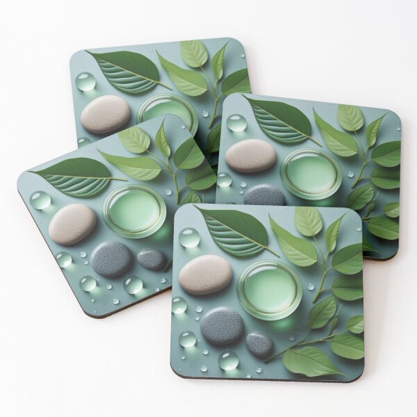 Item preview, Tranquil Green Leaves and Stones Wellness Art designed and sold by RaiyaTees.