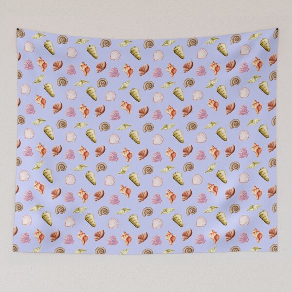 Item preview, marine, sea, coast, pattern, shells, scallop, ocean, underwater, nature, watercolor designed and sold by Tetiana Pohurska.