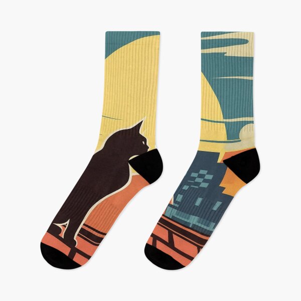 Item preview, Sunset Cat on the Rooftop – Retro Vibes designed and sold by FurRealArt.