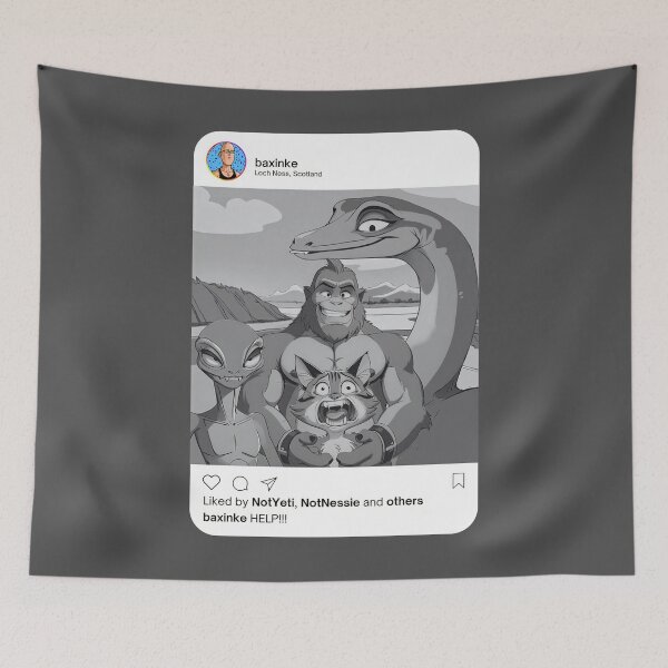 Item preview, Help! Cryptids at Loch Ness - Funny Social Media Style Design designed and sold by BaxInke.