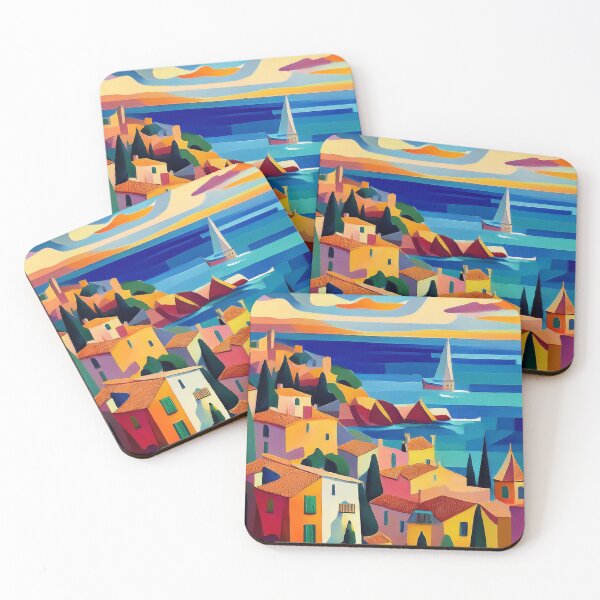 Item preview, Cubism - Village on the Cote d'Azur, France designed and sold by PrintableTravel.