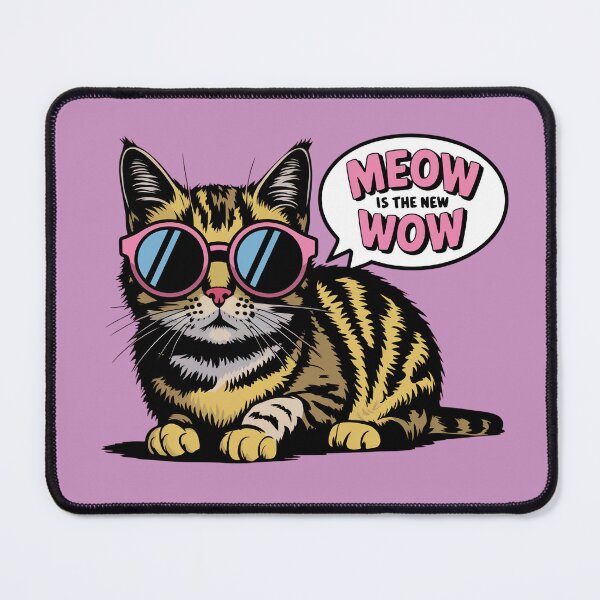 Item preview, Pop Art Cat with Sunglasses – Meow is the New Wow Illustration designed and sold by ObjCrea123.