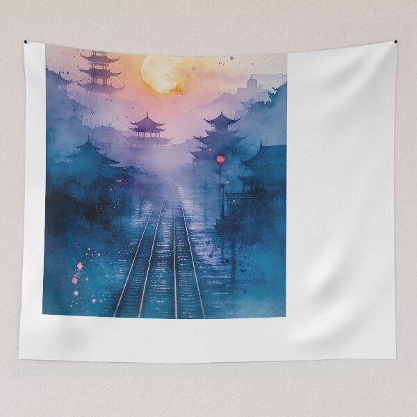 Item preview, Pagoda Glow Over Tracks designed and sold by PanoramaPrints.