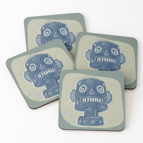 Item preview, Robot Monolith Blue Head on Olive Green Background designed and sold by ashleywilks.