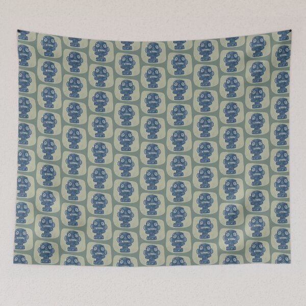 Item preview, Robot Monolith Blue Head on Olive Green Background designed and sold by ashleywilks.