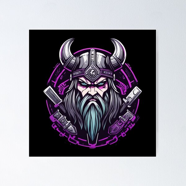 Item preview, Viking Face, Circular Logo, Cyberpunk Design designed and sold by Burn-Ego.