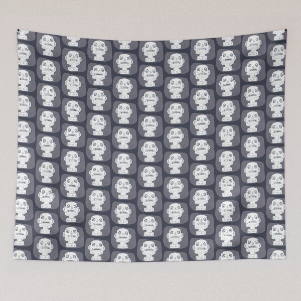 Item preview, Robot Monolith Head on Purple Grey Background. designed and sold by ashleywilks.