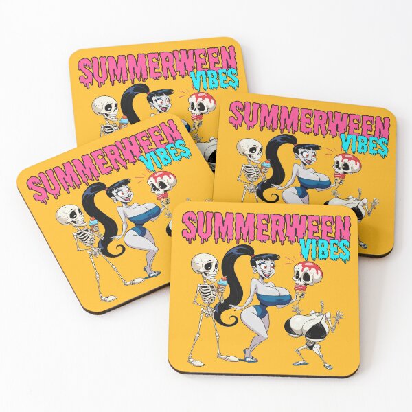 Item preview, Summerween Vibes – Busty Vampire and Skeletons on Ice Cream designed and sold by BaxInke.