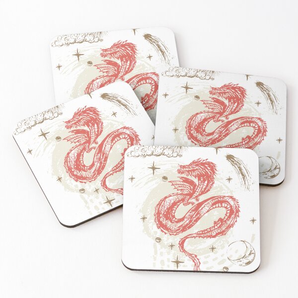 Item preview, Red dragon with sun, moon, stars, comet designed and sold by bokasin.