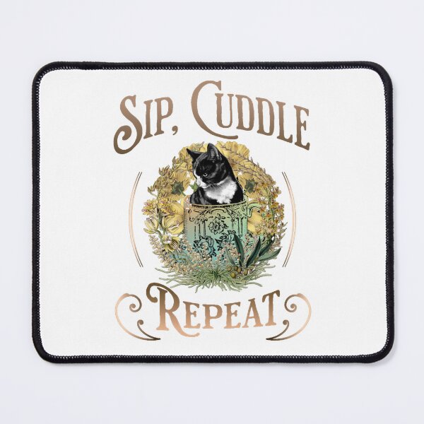 Item preview, Cat Kitty in a Cup, "Sip, Cuddle, Repeat" designed and sold by MudcreekDesign.