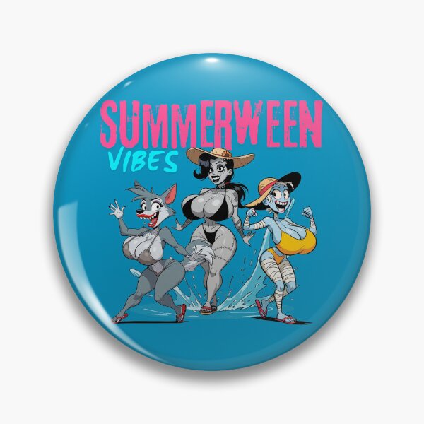 Item preview, Summerween Vibes – Busty Werewolf, Frankenstein, and Mummy Beach Day designed and sold by BaxInke.