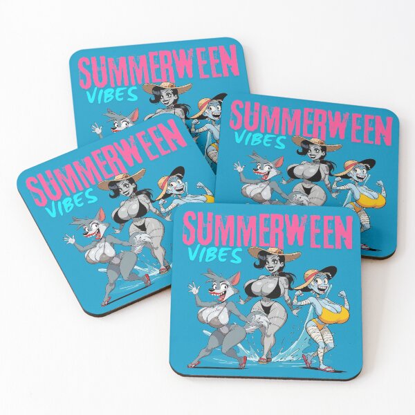 Item preview, Summerween Vibes – Busty Werewolf, Frankenstein, and Mummy Beach Day designed and sold by BaxInke.