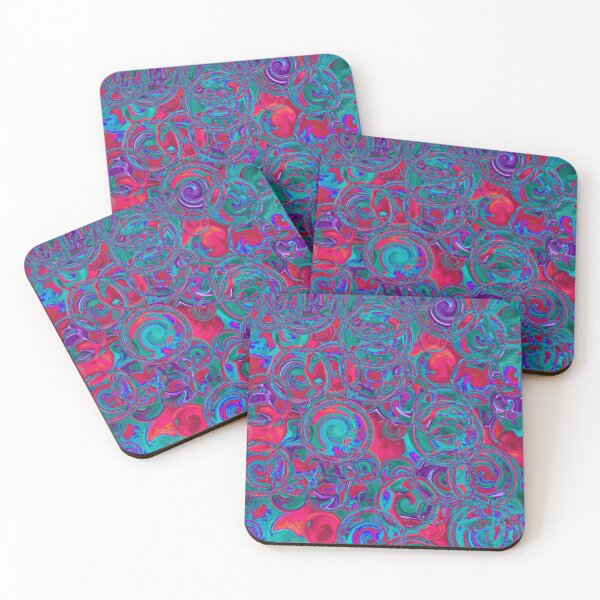 Item preview, Red & Teal Glowing Hydrangea Fractal Circles designed and sold by SXW Designs.
