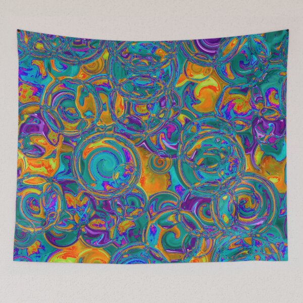 Item preview, Orange & Teal Hydrangea Fractal Circles designed and sold by SXW Designs.
