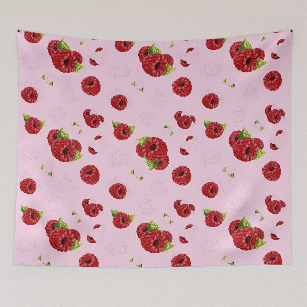 Item preview, raspberry, pattern, raspberry pattern nature, crimson, green, garden, watercolor designed and sold by Tetiana Pohurska.