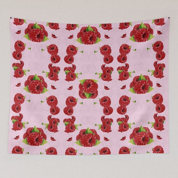 Item preview, raspberry, pattern, raspberry pattern nature, crimson, green, garden, watercolor designed and sold by Tetiana Pohurska.