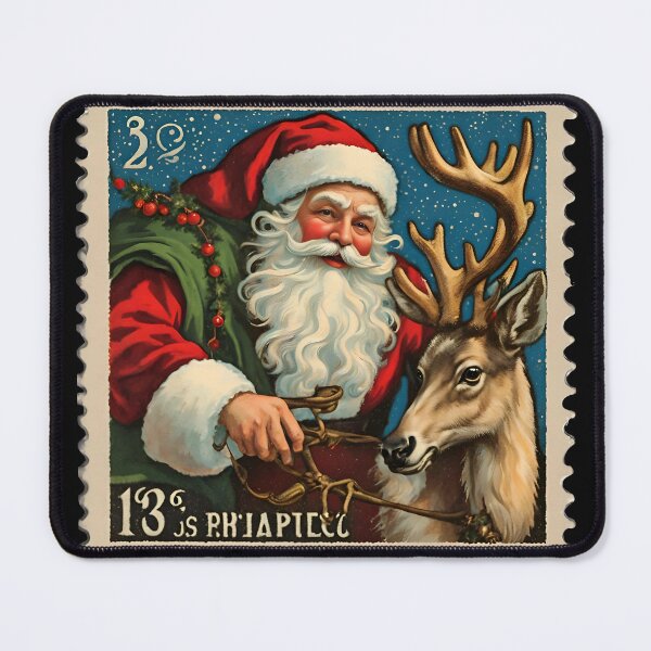 Item preview, Old-World Santa and His Faithful Reindeer designed and sold by Vintagestamps.