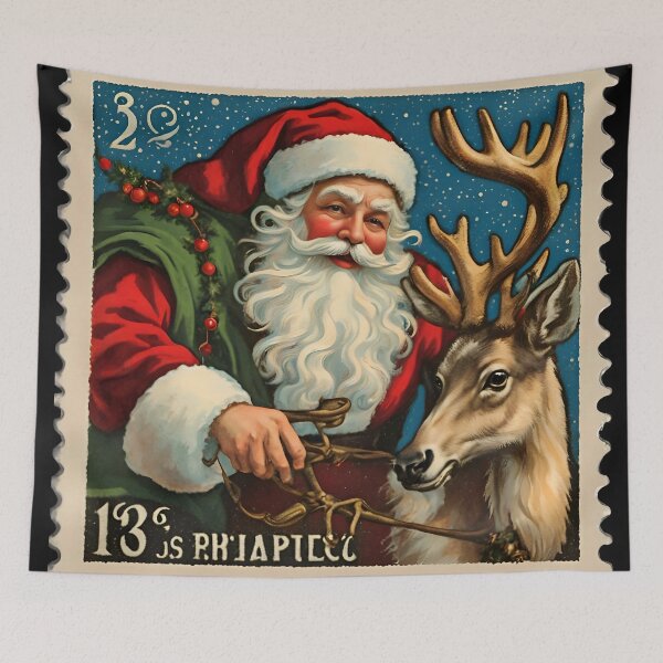 Item preview, Old-World Santa and His Faithful Reindeer designed and sold by Vintagestamps.