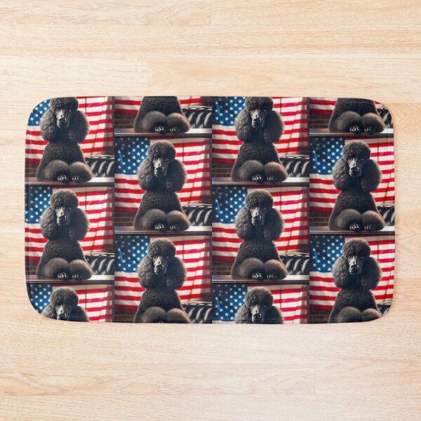 Item preview, Patriotic Black Standard Poodle with USA Flag designed and sold by bonnieleigh6902.