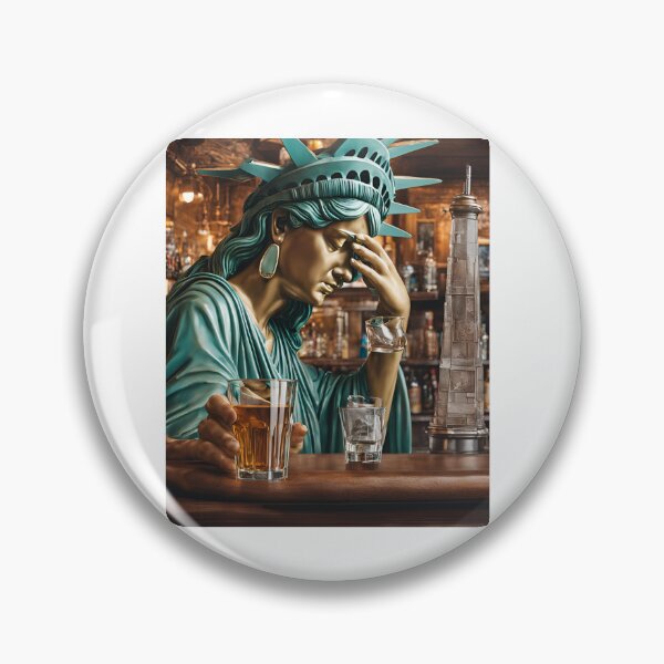 Item preview, Devastated Statue of Liberty in a bar! - Funny US election designs designed and sold by Happier-Futures.